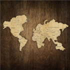 Деревянная карта Мира с названиями стран KM003